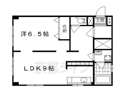 京都市烏丸線 北山駅(京都) 徒歩5分 3階建 築50年(1LDK/3階)の間取り写真