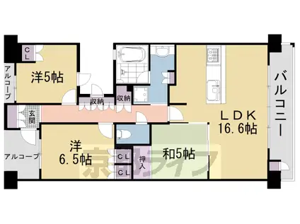 京都市烏丸線 松ケ崎駅(京都) 徒歩12分 5階建 築12年(3LDK/3階)の間取り写真
