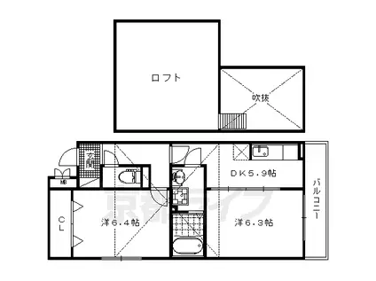 叡山電鉄 市原駅 徒歩2分 2階建 築12年(2DK/2階)の間取り写真