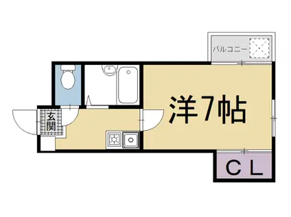 京阪電気鉄道鴨東線 出町柳駅 徒歩23分 3階建 築47年(1K/3階)の間取り写真