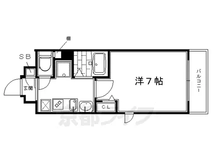叡山電鉄 元田中駅 徒歩3分 5階建 築14年(1K/3階)の間取り写真