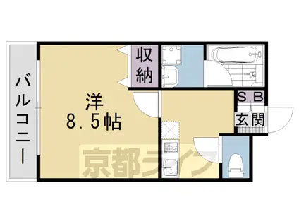 ラルゴ仁王門(1K/3階)の間取り写真