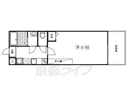GLADVIS京都洛北(1K/1階)の間取り写真