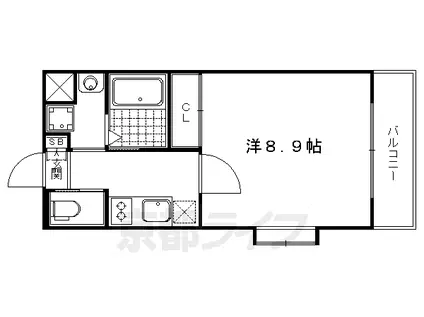 叡山電鉄 岩倉駅(京都) 徒歩14分 2階建 築13年(1K/2階)の間取り写真