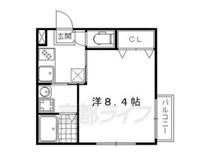 京OHBUⅢ(1K/3階)の間取り写真