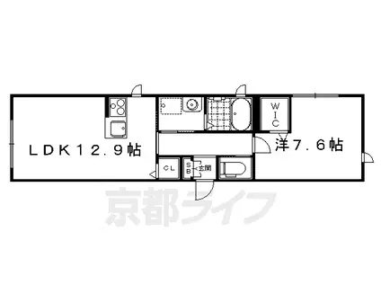 エクラージュ沙羅(1LDK/2階)の間取り写真
