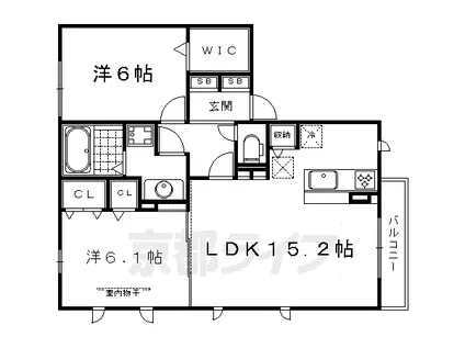 BURS WOOD A棟・B棟(2LDK/1階)の間取り写真