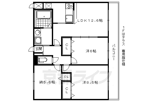 京阪電気鉄道鴨東線 出町柳駅 徒歩9分 2階建 築13年(2SLDK/2階)の間取り写真