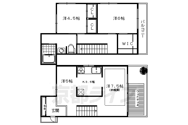 VILLADESTE京都下鴨(2LDK/1階)の間取り写真