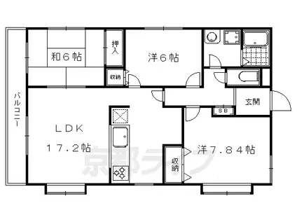 叡山電鉄 岩倉駅(京都) 徒歩4分 2階建 築27年(3LDK/2階)の間取り写真