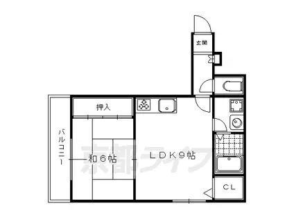 宮野ビル(1LDK/3階)の間取り写真