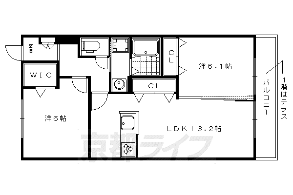 京阪電気鉄道鴨東線 出町柳駅 徒歩12分 2階建 築14年(2LDK/2階)の間取り写真