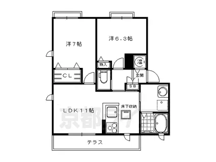 アーブルヴェール(2LDK/3階)の間取り写真