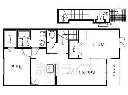 叡山電鉄 修学院駅 徒歩7分 2階建 築12年(2LDK/2階)の間取り写真