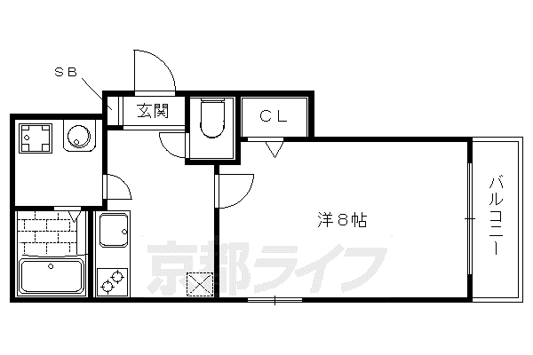 京阪電気鉄道鴨東線 神宮丸太町駅 徒歩19分 3階建 築17年(1K/3階)の間取り写真