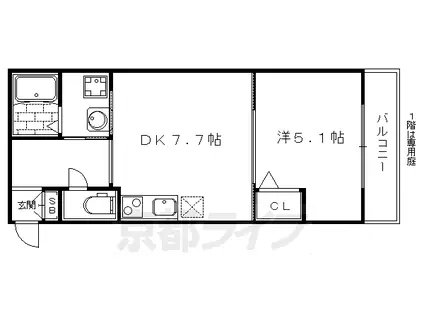 京阪電気鉄道鴨東線 神宮丸太町駅 徒歩10分 3階建 築11年(1DK/1階)の間取り写真