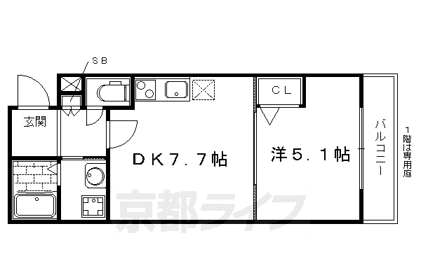 京阪電気鉄道鴨東線 神宮丸太町駅 徒歩10分 3階建 築12年(1DK/2階)の間取り写真