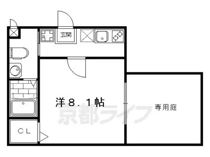 叡山電鉄 修学院駅 徒歩3分 3階建 築12年(1K/1階)の間取り写真