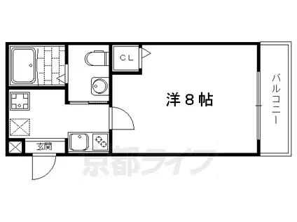 叡山電鉄 元田中駅 徒歩2分 4階建 築11年(1K/4階)の間取り写真