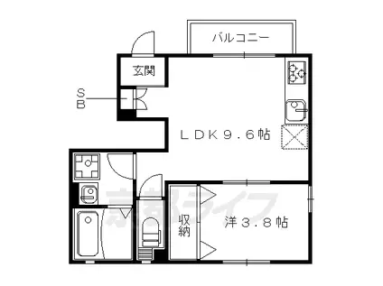 叡山電鉄 元田中駅 徒歩21分 2階建 築12年(1LDK/1階)の間取り写真