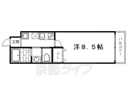 ガーネット鞠小路(1K/2階)の間取り写真