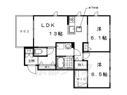 京都市烏丸線 国際会館駅 徒歩5分 2階建 築11年(2LDK/1階)の間取り写真