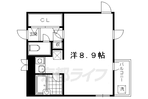 京都市烏丸線 北大路駅 徒歩8分 3階建 築26年(1K/3階)の間取り写真