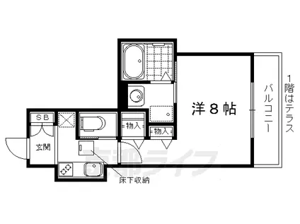 叡山電鉄 元田中駅 徒歩9分 2階建 築11年(1K/1階)の間取り写真
