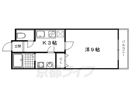 叡山電鉄 元田中駅 徒歩4分 4階建 築10年(1K/3階)の間取り写真