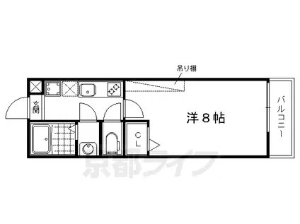 叡山電鉄 元田中駅 徒歩4分 4階建 築11年(1K/2階)の間取り写真