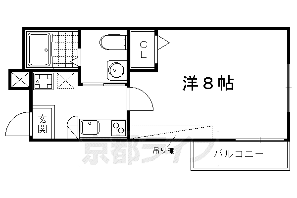 叡山電鉄 元田中駅 徒歩4分 4階建 築11年(1K/2階)の間取り写真