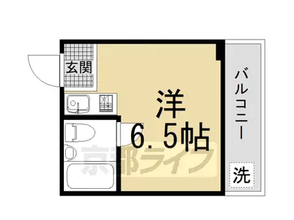 京都市烏丸線 国際会館駅 徒歩1分 3階建 築49年(ワンルーム/3階)の間取り写真