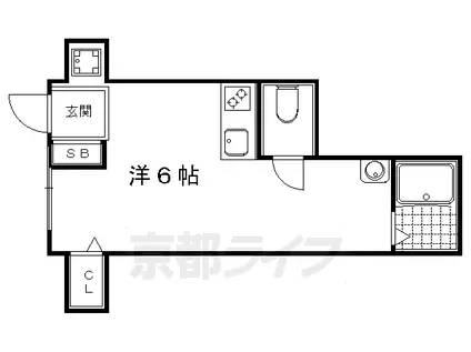 京阪電気鉄道鴨東線 神宮丸太町駅 徒歩8分 2階建 築42年(ワンルーム/1階)の間取り写真