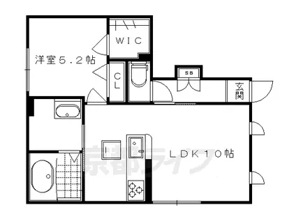 京都市烏丸線 国際会館駅 徒歩6分 2階建 築11年(1LDK/1階)の間取り写真