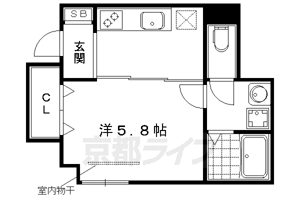 叡山電鉄 茶山・京都芸術大学駅 徒歩8分 3階建 築11年(1K/1階)の間取り写真
