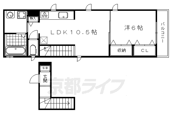 叡山電鉄 茶山・京都芸術大学駅 徒歩8分 3階建 築11年(1LDK/2階)の間取り写真