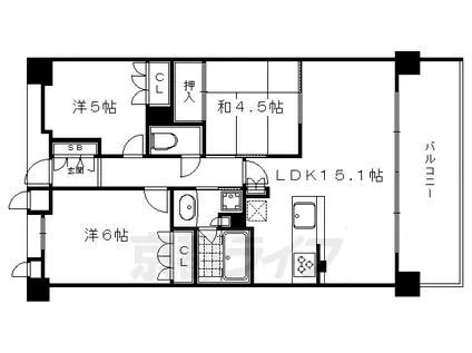 京都市東西線 東山駅(京都) 徒歩9分 5階建 築10年(3LDK/5階)の間取り写真