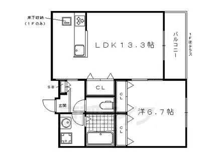 メゾンギンボシ(1LDK/3階)の間取り写真
