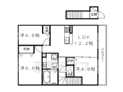 叡山電鉄 木野駅 徒歩15分 2階建 築10年(3LDK/2階)の間取り写真