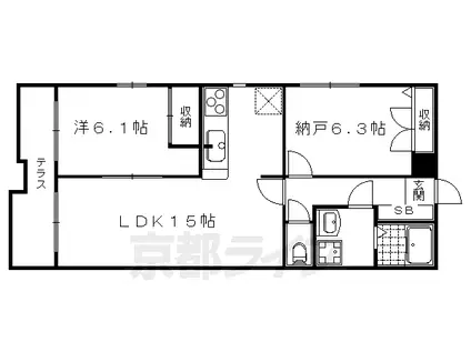 叡山電鉄 宝ケ池駅 徒歩2分 4階建 築9年(2LDK/1階)の間取り写真