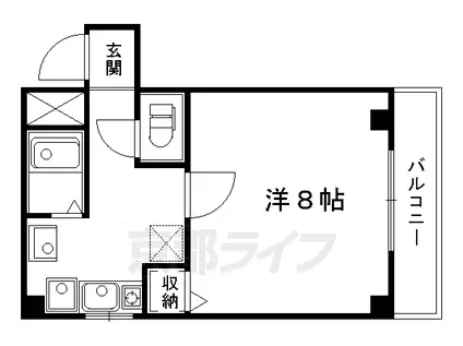 叡山電鉄 元田中駅 徒歩5分 3階建 築10年(1K/3階)の間取り写真