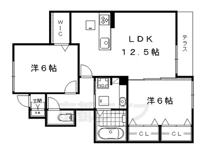 叡山電鉄 木野駅 徒歩14分 2階建 築9年(2LDK/1階)の間取り写真