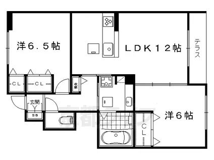 叡山電鉄 木野駅 徒歩14分 2階建 築9年(2LDK/1階)の間取り写真
