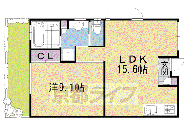 京阪電気鉄道鴨東線 出町柳駅 徒歩24分 2階建 築9年(1LDK/1階)の間取り写真