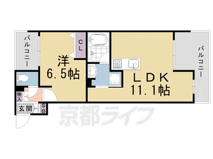 CURIOJITE OKAZAKI(1LDK/2階)の間取り写真