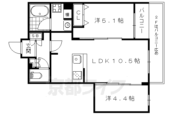 京阪電気鉄道鴨東線 神宮丸太町駅 徒歩6分 4階建 築10年(2LDK/1階)の間取り写真