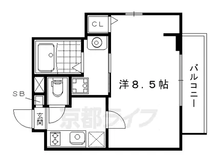 叡山電鉄 元田中駅 徒歩4分 4階建 築9年(1K/3階)の間取り写真