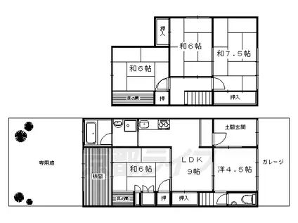 京都市烏丸線 北大路駅 徒歩9分 2階建 築101年(5LDK)の間取り写真