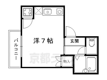 京阪電気鉄道鴨東線 出町柳駅 徒歩2分 3階建 築15年(ワンルーム/3階)の間取り写真