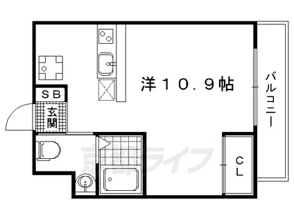 叡山電鉄 元田中駅 徒歩8分 5階建 築8年(ワンルーム/4階)の間取り写真